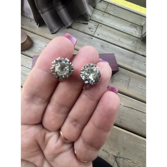 MODEL 1960s antique Ukraine Clip on earrings Stelling SILVER 875 vtg art - Picture 8 of 15